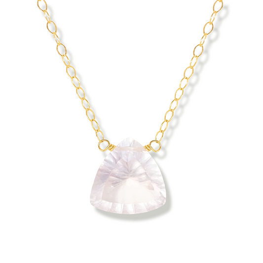 Jemma Rose Quartz Trillion Pendant Necklace