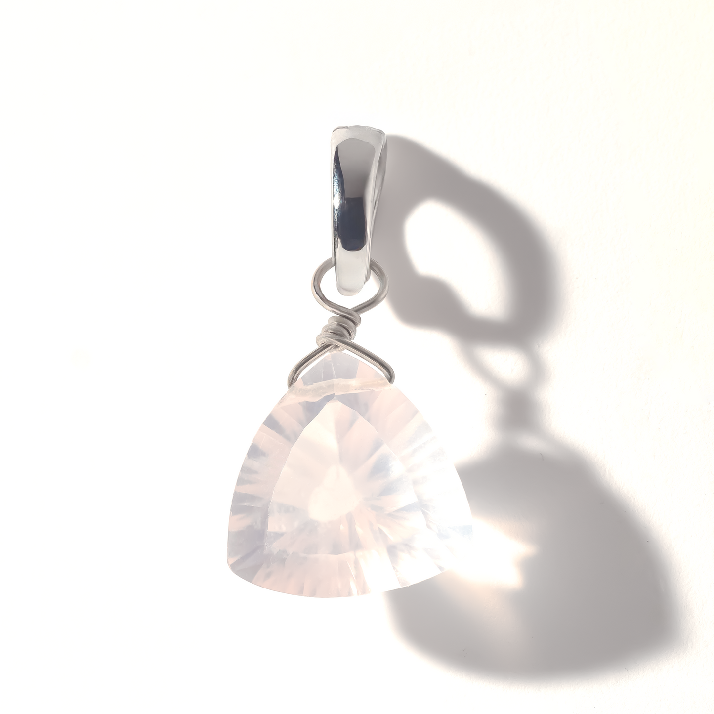 Rose Quartz Trillion Cut Sterling Silver-Filled Duet Charm