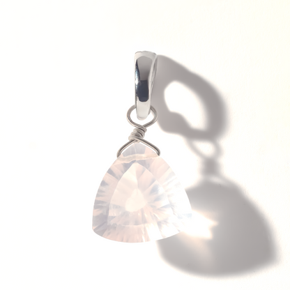 Rose Quartz Trillion Cut Sterling Silver-Filled Duet Charm