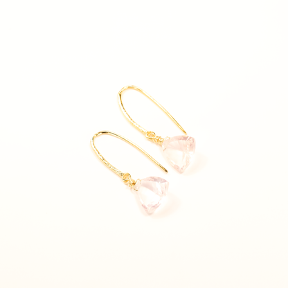 Jemma Rose Quartz Trillion Earrings