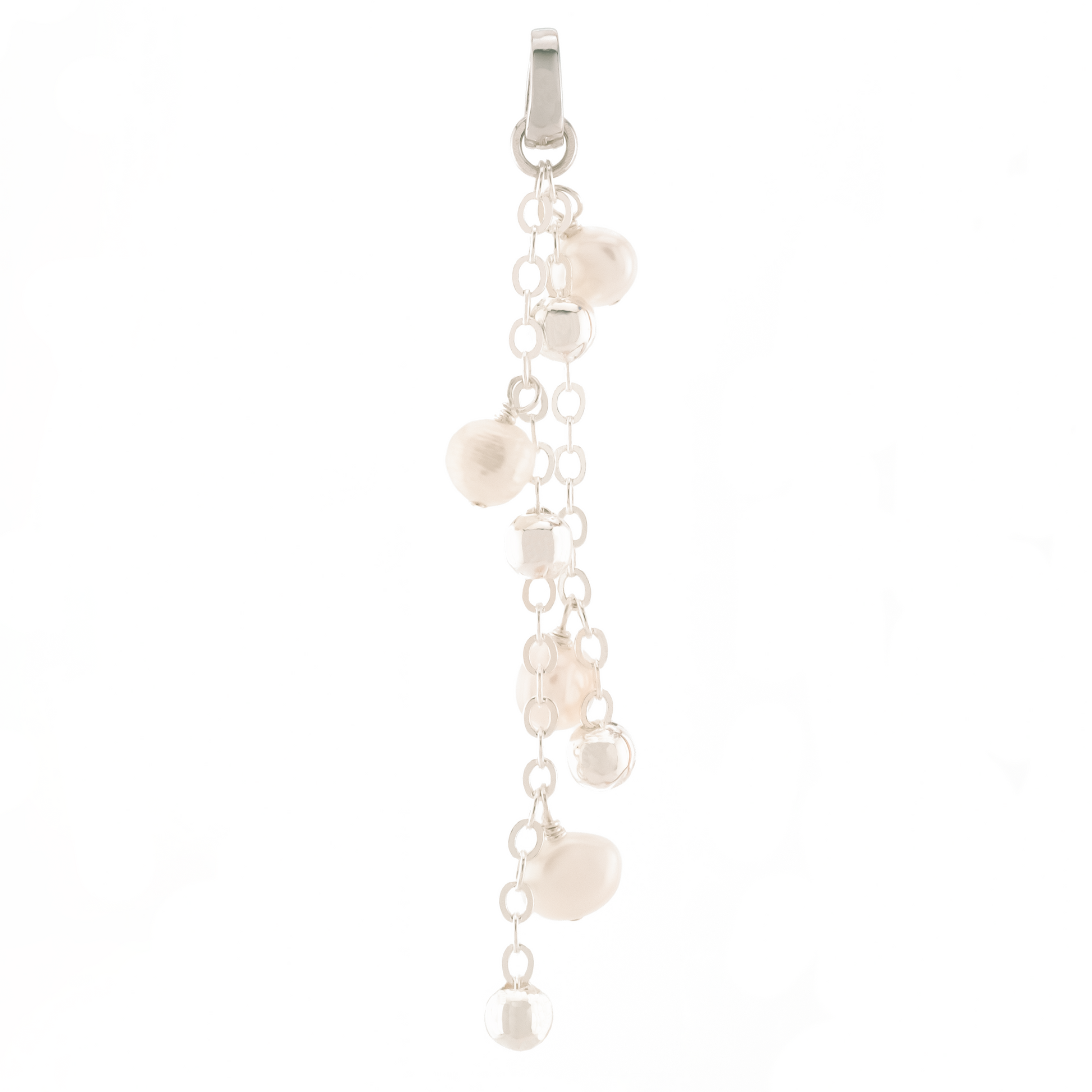 baroque pearls on silver tassel charm