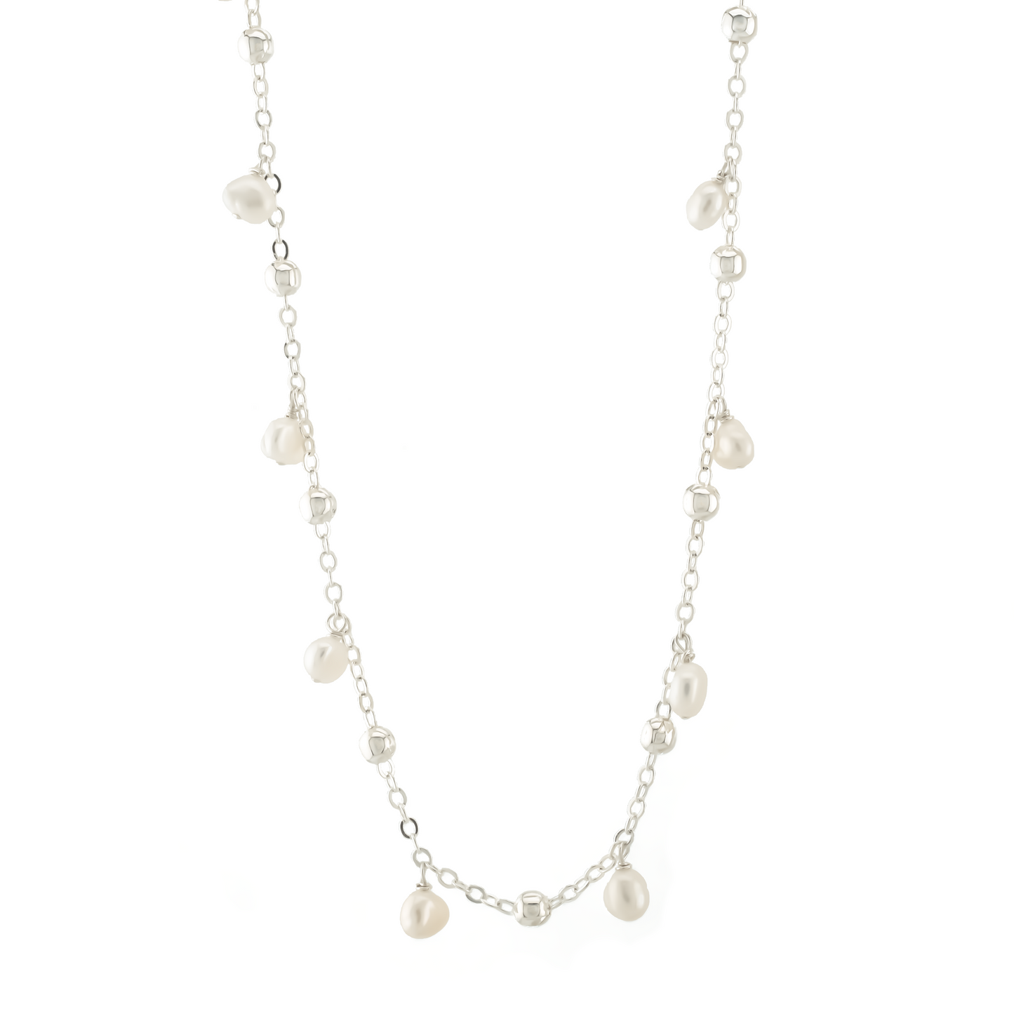 Dewdrops Baroque Pearl Silver Necklace