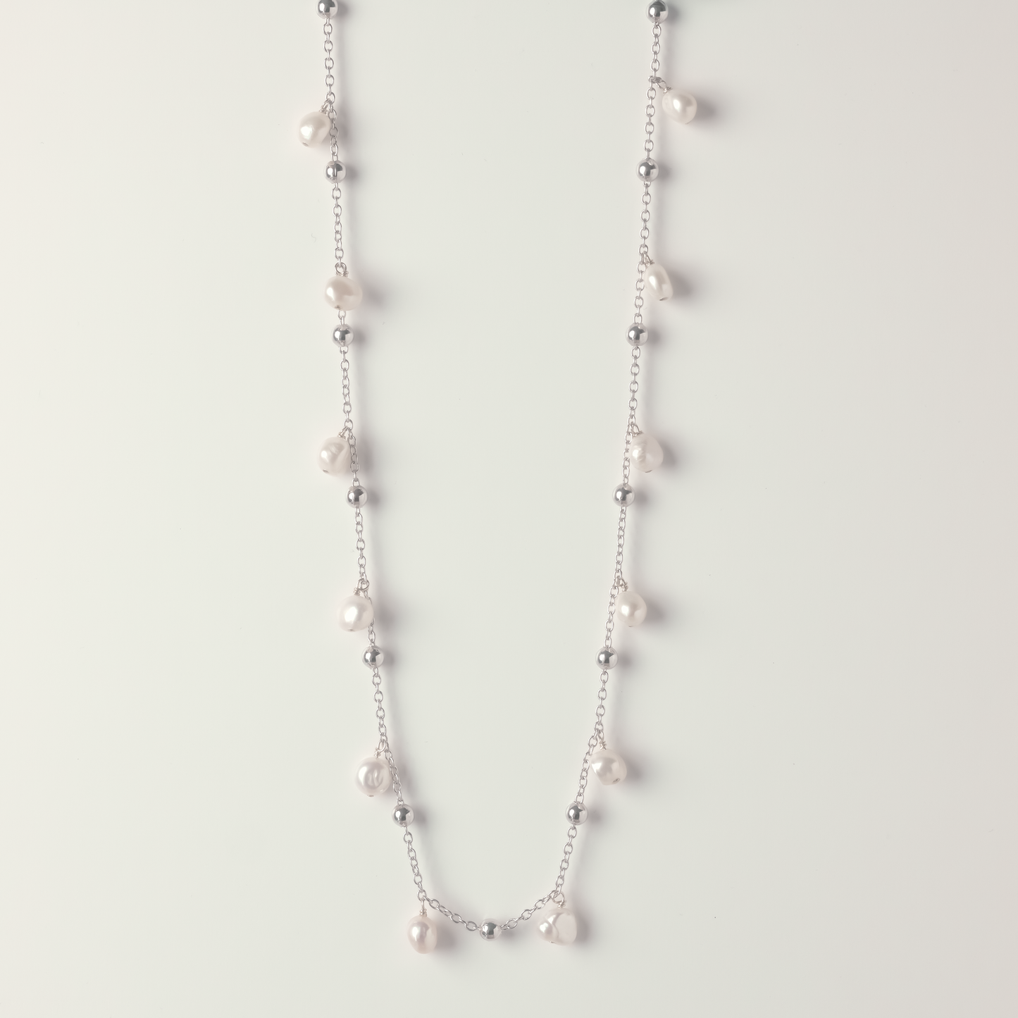 Dewdrops Baroque Pearl Silver Necklace