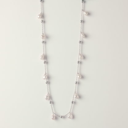 Dewdrops Baroque Pearl Silver Necklace