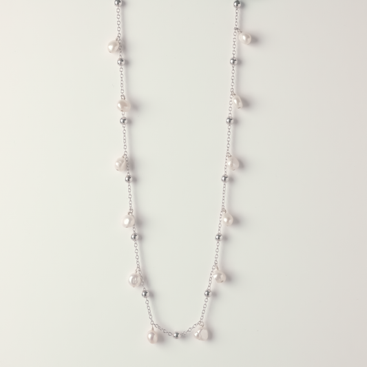 Dewdrops Baroque Pearl Silver Necklace
