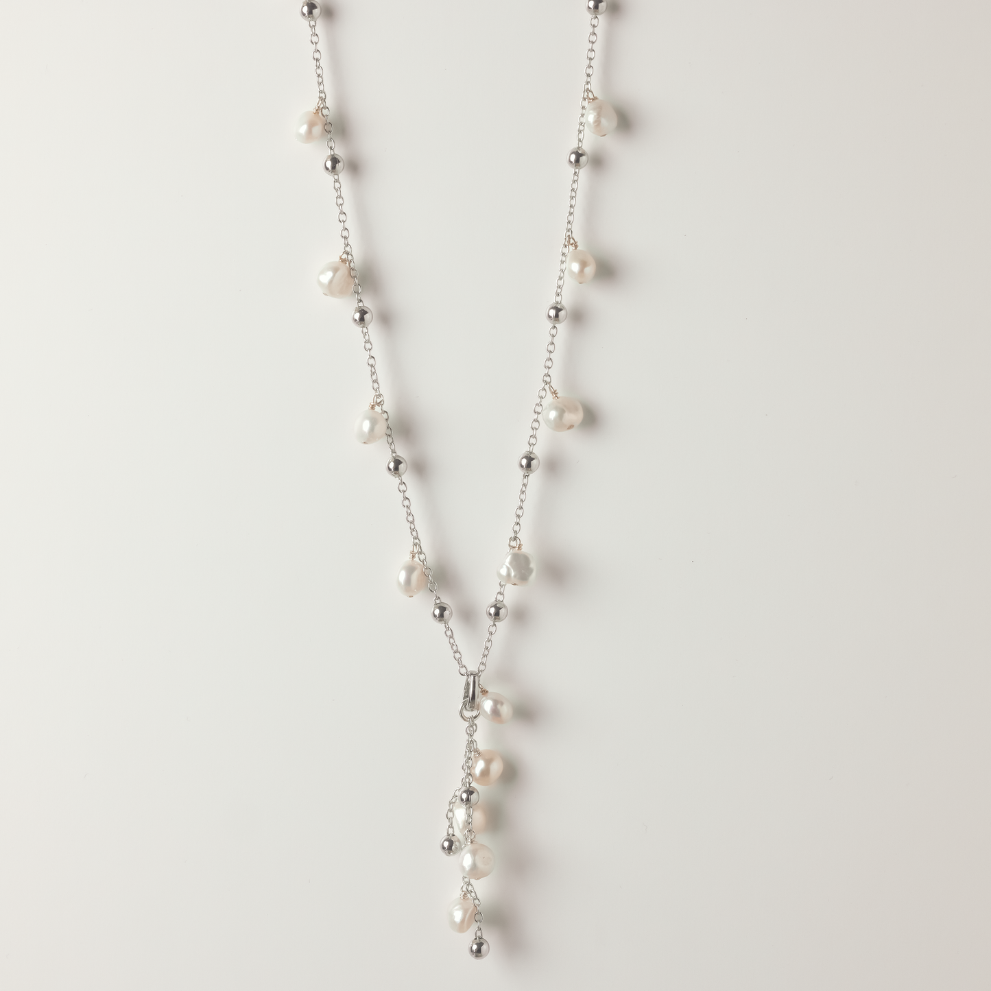 Dewdrops Baroque Pearl Silver Necklace
