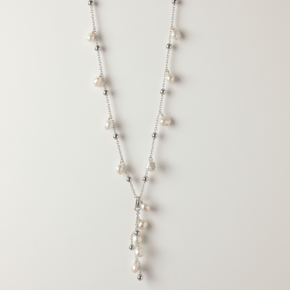 Dewdrops Baroque Pearl Silver Necklace