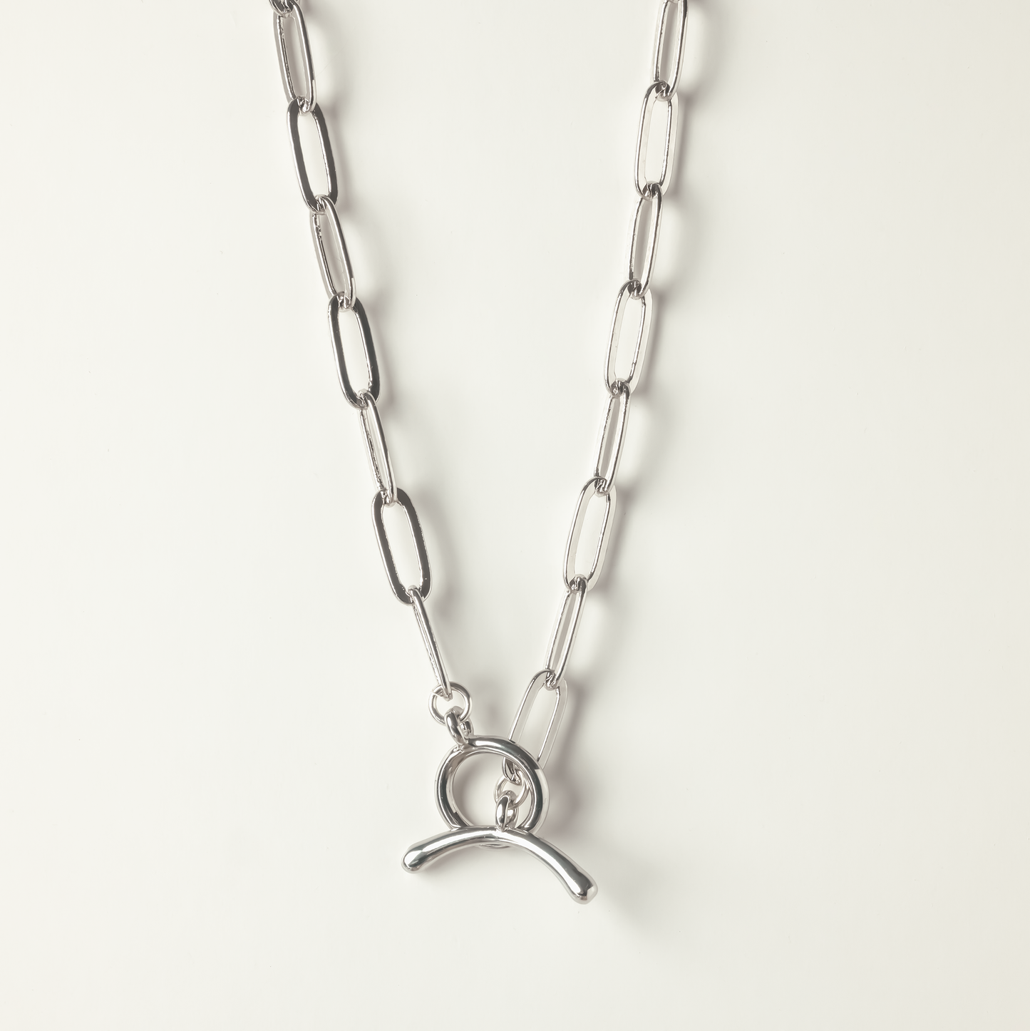 Sterling Silver-Filled Toggle Clasp Paperclip Necklace