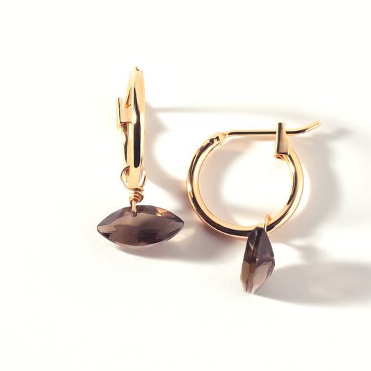 Smoky Quartz Marquise Cut 14K Gold-Filled Hoop Earrings