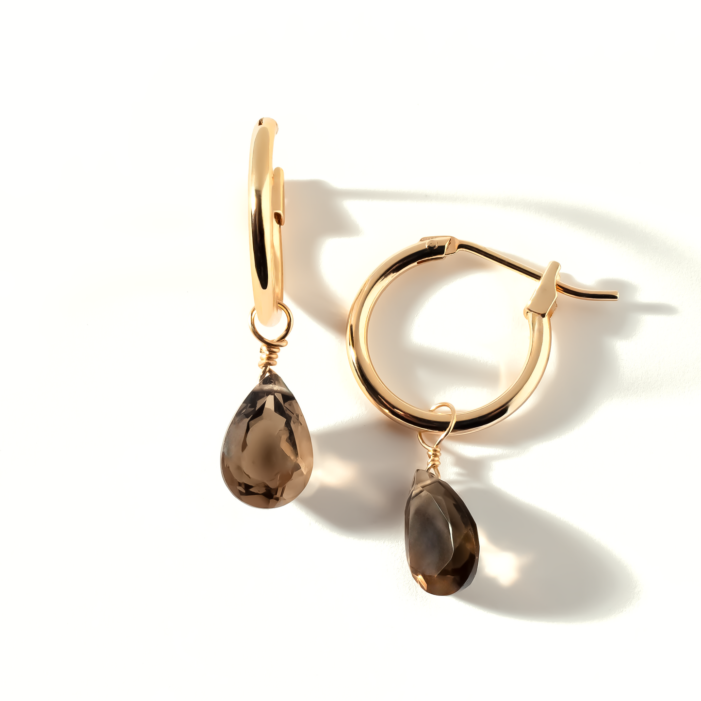 Smoky Quartz Pear Cut 14K Gold-Filled Earrings