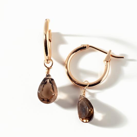 Smoky Quartz Pear Cut 14K Gold-Filled Earrings
