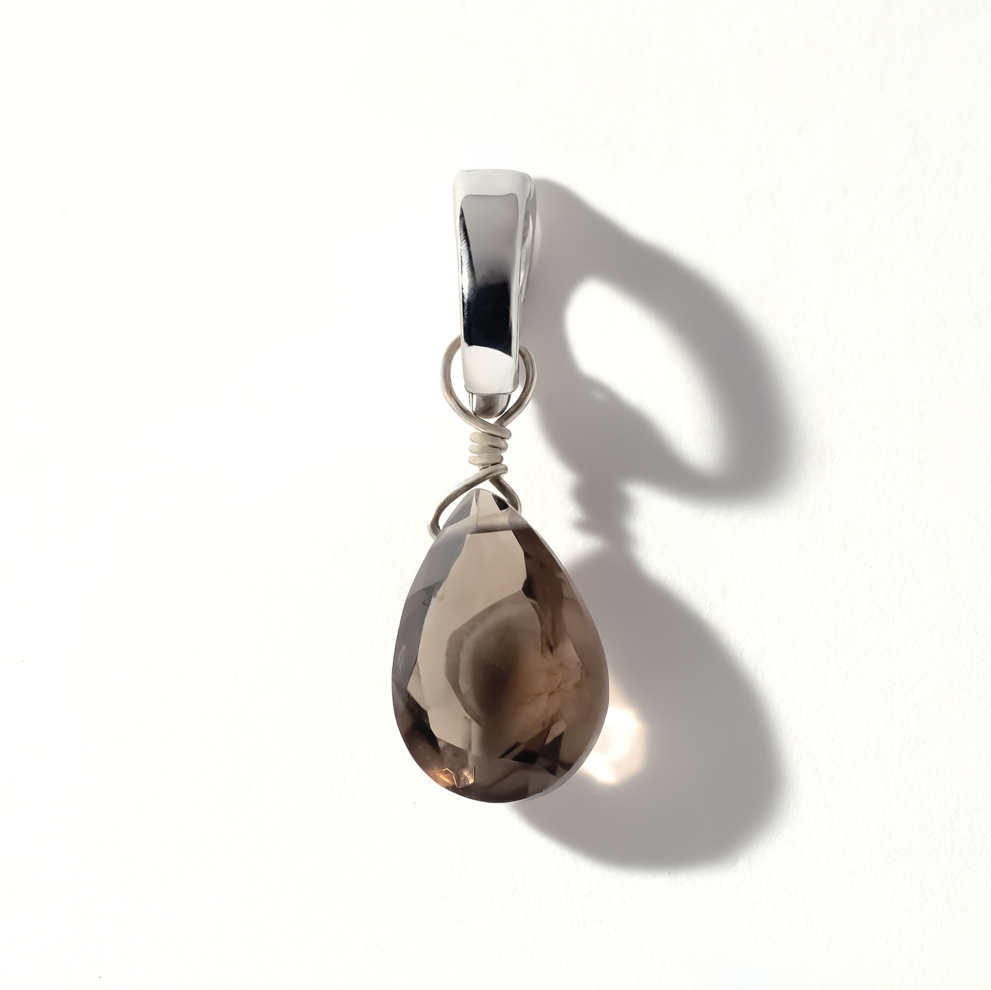 Smoky Quartz Pear Cut Sterling Silver-Filled Duet Charm