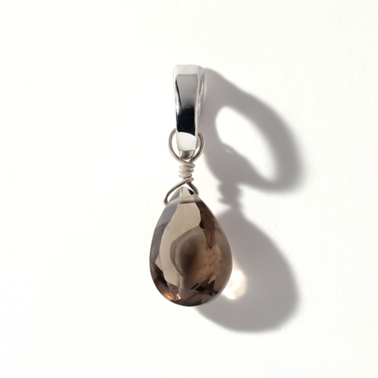 Smoky Quartz Pear Cut Sterling Silver-Filled Duet Charm