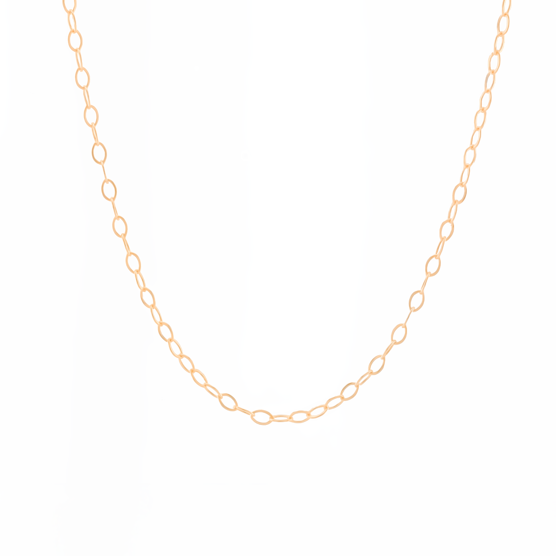 14k gold-filled dainty chain necklace on a white background