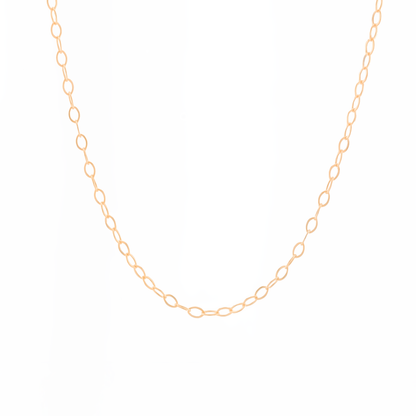14k gold-filled dainty chain necklace on a white background