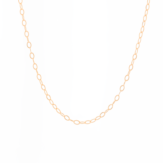14k gold-filled dainty chain necklace on a white background